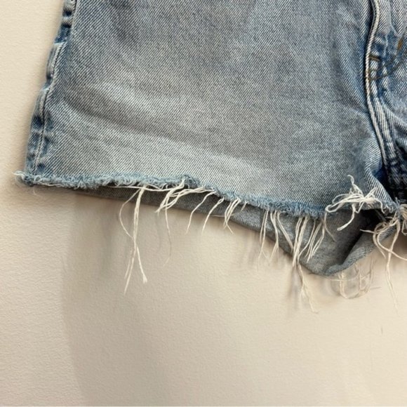 & Other Stories Dream Cut Light Wash Destroyed 100% Organic Cotton Jean Shorts - Picture 8 of 13